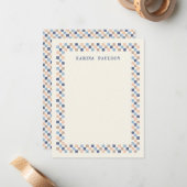 Schaakbord Frame Briefpapier Notitiekaart - Navy Notitiekaartje (Voorkant / Achterkant in situ)