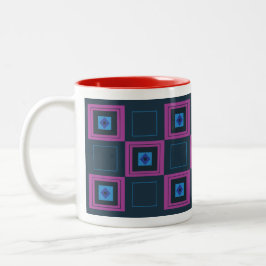 Schaakbord Geometrisch Blauw en Paarse Patroon Tweekleurige Koffiemok