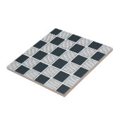 Schaakbord Geometrisch marineblauw zwart en wit Tegeltje (Zijkant)