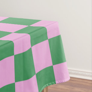 Schaakbord geruit patroon roze en groen tafelkleed