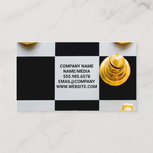 schaakbord | Goud Zilveren Stukken Visitekaartje (Achterkant)