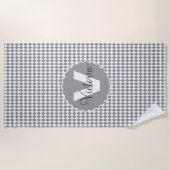 Schaakbord Grijs met Monogram Naam Strandlaken (Voorkant)