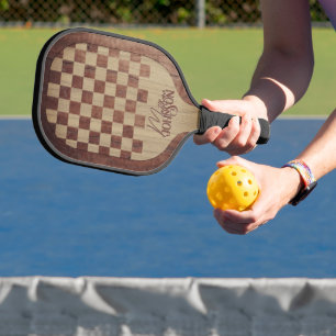 Schaakbord Houtfineer Imitatie met Naam Pickleball Paddle