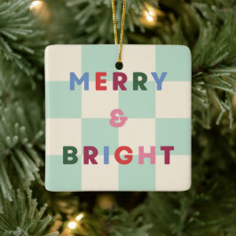 Schaakbord Kerstbal Merry & Bright Keramisch Ornament