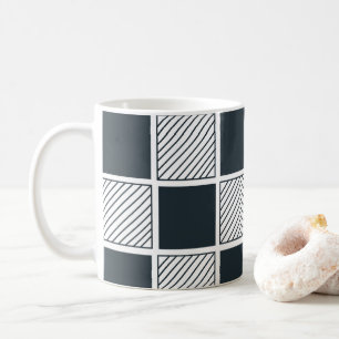 Schaakbord Koel Zwart en Wit Marineblauw Koffiemok