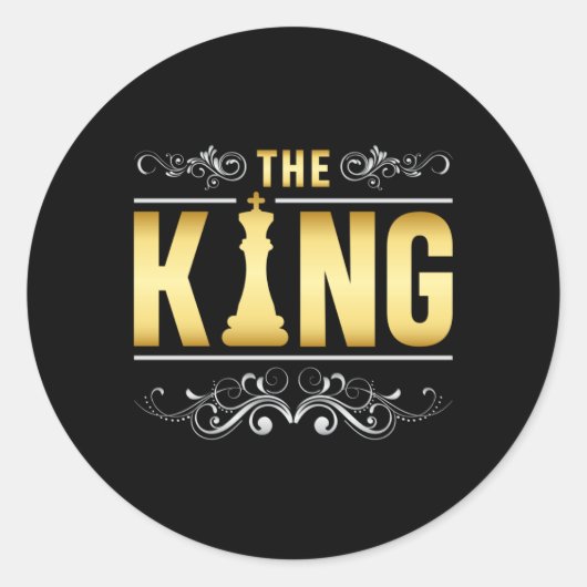 Schaakbord Koning Schaakmat Bordspel Gift Ronde Sticker (Voorkant)