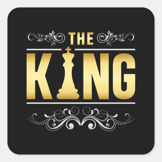 Schaakbord Koning Schaakmat Bordspel Gift Vierkante Sticker (Voorkant)
