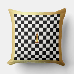Schaakbord met gouden koning gouden contrast kussen