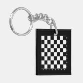 Schaakbord met letters en cijfers monogrammed sleutelhanger (Voorkant Links)