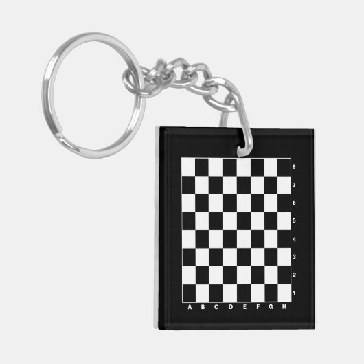 Schaakbord met letters en cijfers monogrammed sleutelhanger (Voorkant Links)