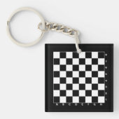 Schaakbord met letters en cijfers monogrammed sleutelhanger (Voorkant)