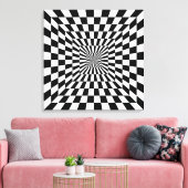 schaakbord met optische illusie canvas afdruk (Insitu (Woonkamer))