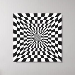 schaakbord met optische illusie canvas afdruk