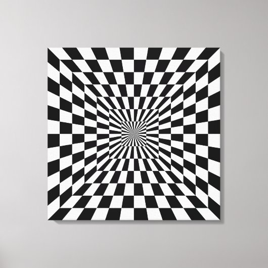 schaakbord met optische illusie canvas afdruk (Voorkant)