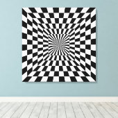 schaakbord met optische illusie canvas afdruk (Insitu (Houten vloer))
