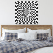 schaakbord met optische illusie canvas afdruk (Insitu (Slaapkamer))