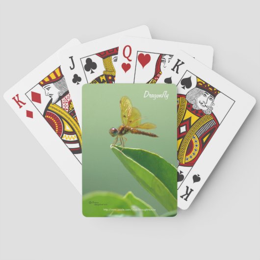 Schaakbord met oranje libel pokerkaarten (Achterkant)