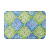 Schaakbord Mozaïek Golven in Groen en Blauw Badmat (Voorkant)