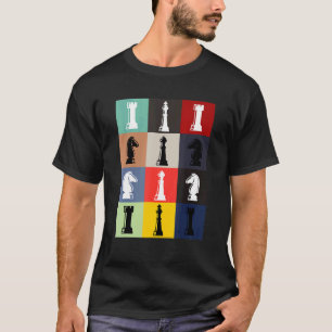 Schaakbord Pop Kunststijl Schaakstukken Schaakspel T-shirt