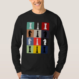 Schaakbord Pop Kunststijl Schaakstukken Schaakspel T-shirt