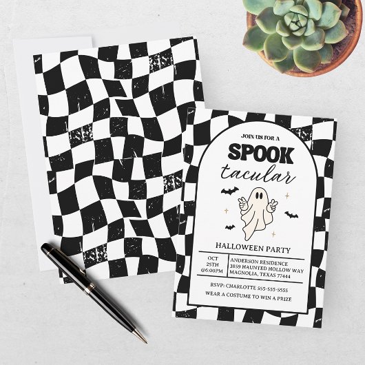 Schaakbord Retro Spooktacular Halloween Kaart