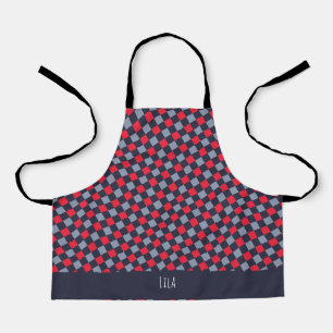 Schaakbord Rood Blauw Minimaal Patroon Schort