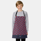 Schaakbord Rood Blauw Minimaal Patroon Schort (Gedragen)