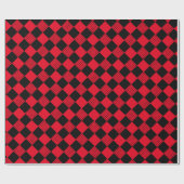 Schaakbord rood & zwart buffelplaid modern cadeaupapier (Vlak)