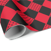 Schaakbord rood & zwart buffelplaid modern cadeaupapier (Rol Hoek)