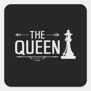Schaakbord Schaakmat Queen Board Game Gift Vierkante Sticker