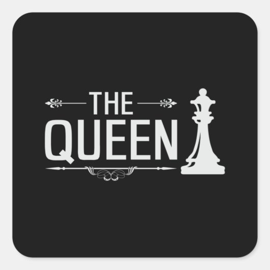 Schaakbord Schaakmat Queen Board Game Gift Vierkante Sticker (Voorkant)