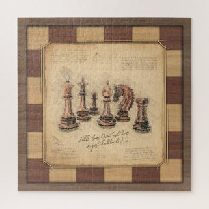 schaakbord & schaakstukken, spelerscadeau legpuzzel