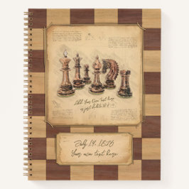 schaakbord & schaakstukken, spelerscadeau notitieboek