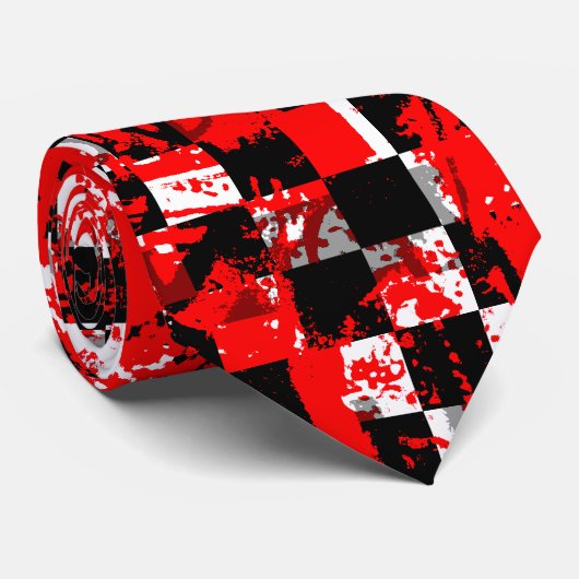 schaakbord spatten stropdas (Opgerold)