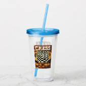 SCHAAKBORD STIJL ACRYL DRINKBEKER (Achterkant)