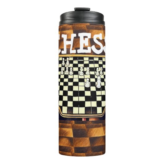 SCHAAKBORD STIJL THERMOSBEKER (Voorkant)