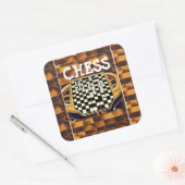 SCHAAKBORD STIJL VIERKANTE STICKER (Envelop)