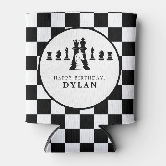 Schaakbord & stukken Spel Nacht Elke Leeftijd Verj Blikjeskoeler (Voorkant)