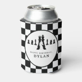 Schaakbord & stukken Spel Nacht Elke Leeftijd Verj Blikjeskoeler (Blikje Achterkant)