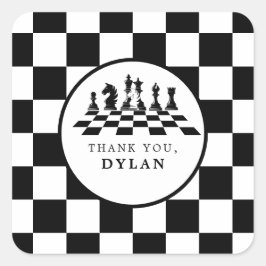 Schaakbord & stukken Spel Nacht Elke Leeftijd Verj Vierkante Sticker