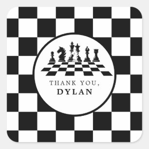 Schaakbord & stukken Spel Nacht Elke Leeftijd Verj Vierkante Sticker
