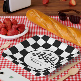 Schaakbord & stukken Spel Nacht Gelukkige verjaard Papieren Bordje