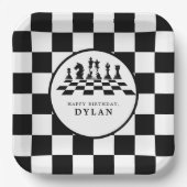 Schaakbord & stukken Spel Nacht Gelukkige verjaard Papieren Bordje (Voorkant)
