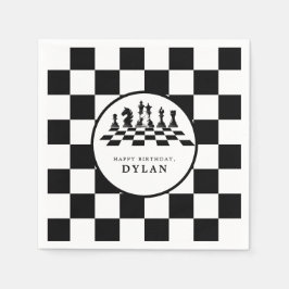 Schaakbord & stukken Spel Nacht Gelukkige verjaard Servet