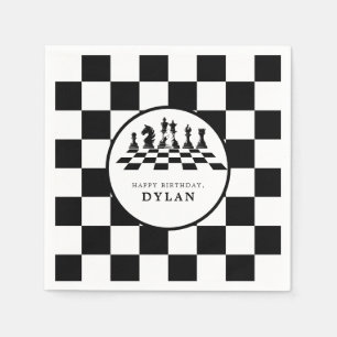 Schaakbord & stukken Spel Nacht Gelukkige verjaard Servet