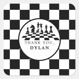 Schaakbord & stukken Spel Nacht Gelukkige verjaard Vierkante Sticker