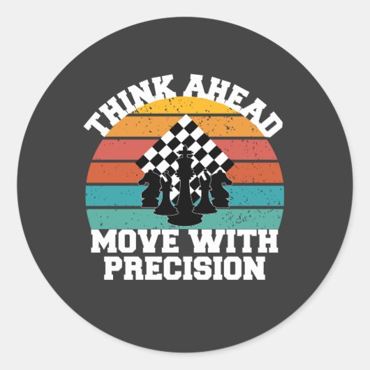 Schaakbord Stukken Strategie Precision Mind Game Ronde Sticker (Voorkant)