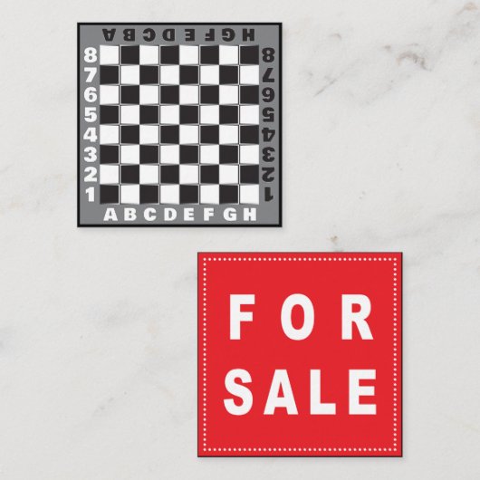 schaakbord te koop vierkante visitekaartje (Voorkant / Achterkant)