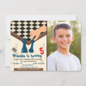 Schaakbord Verjaardag Uitnodiging Foto Game Night (Voorkant)