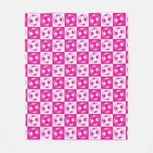 Schaakbord Voetbal / Voetbal Patroon - Roze Fleece Deken